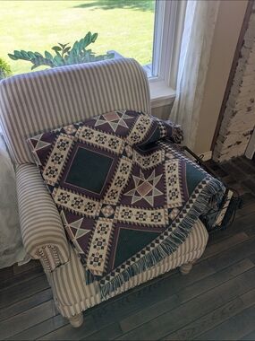 Woven Tapestry Throw Blanket w/ Starry Night Pattern- Cottagecore